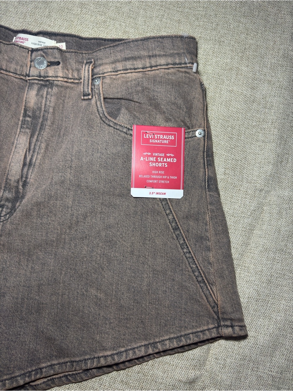 Levi Strauss Signature Vintage A-Line Seamed Shorts Brown Size 10 W30 - Picture 10 of 10
